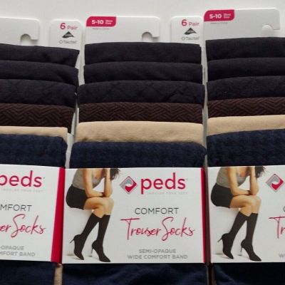 Women's Peds Comfort Trouser Socks. Each Pack Has 6 Variety Of Pattern & Colors.